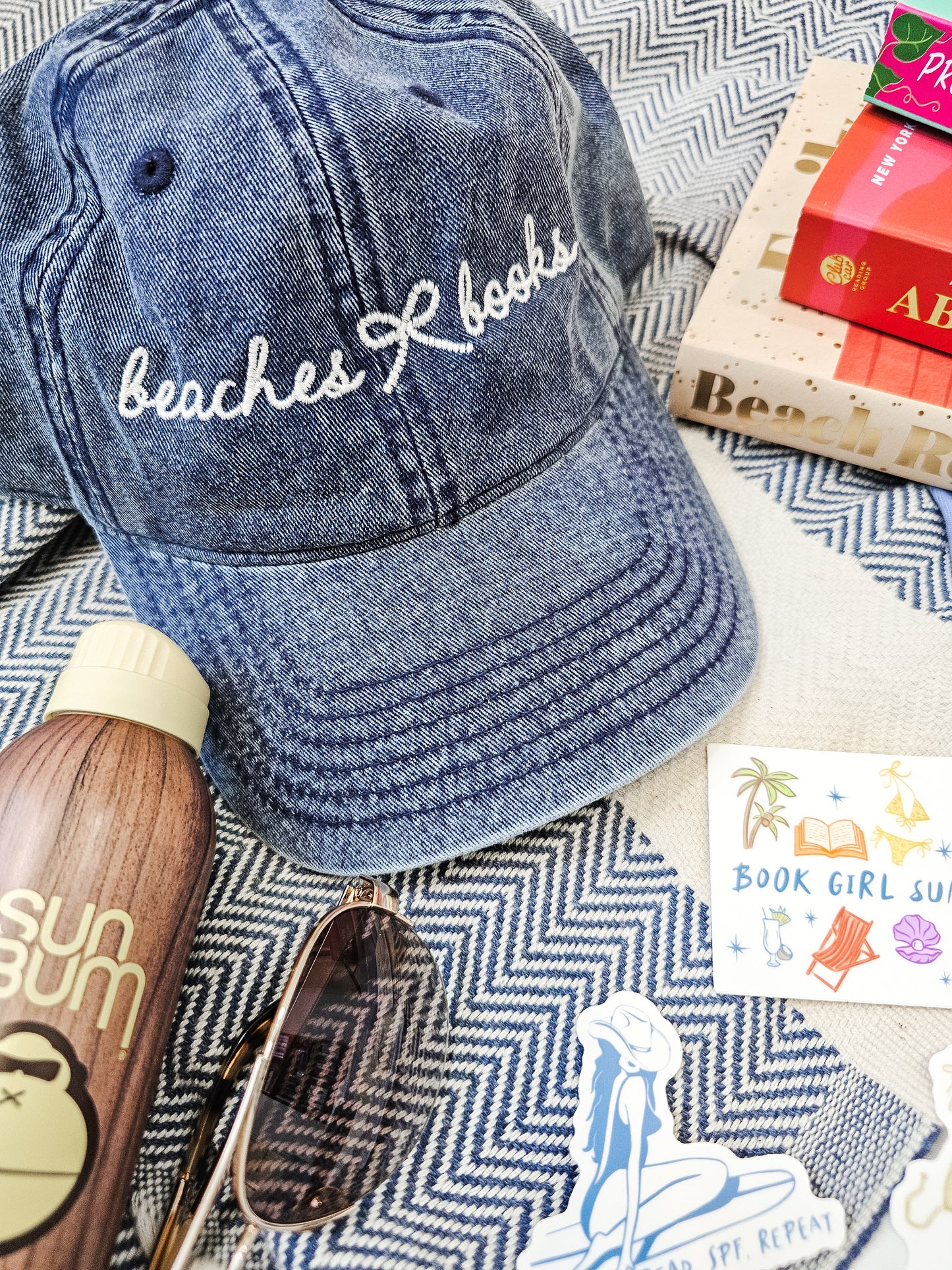 Beaches & Books Navy Vintage Hat