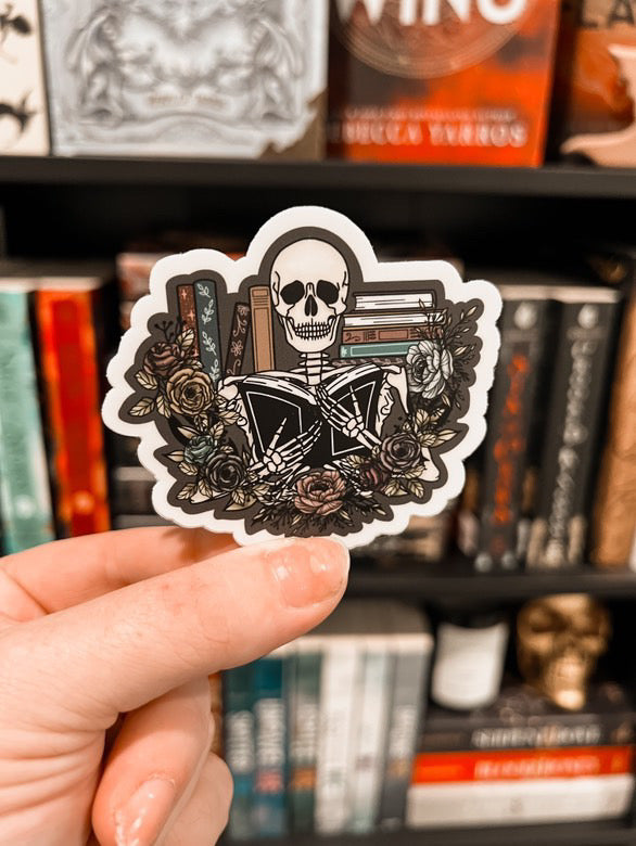 Skeleton Reader Spooky Halloween sticker