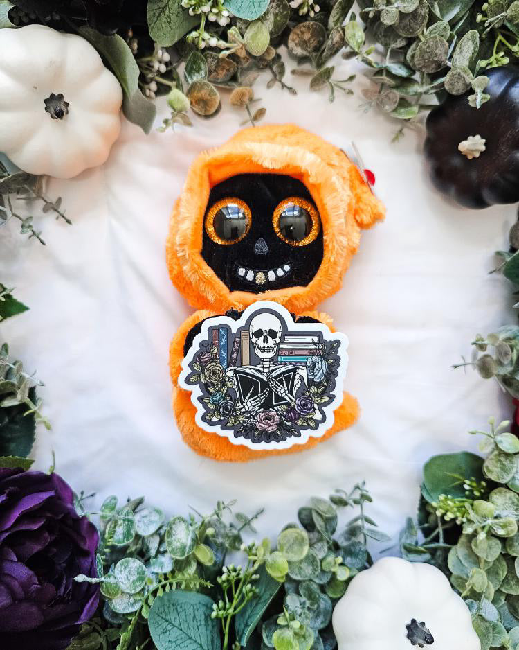 Skeleton Reader Spooky Halloween sticker