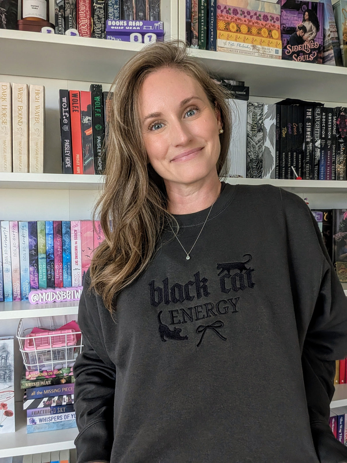 Black Cat Energy Embroidered Premium Sweatshirt