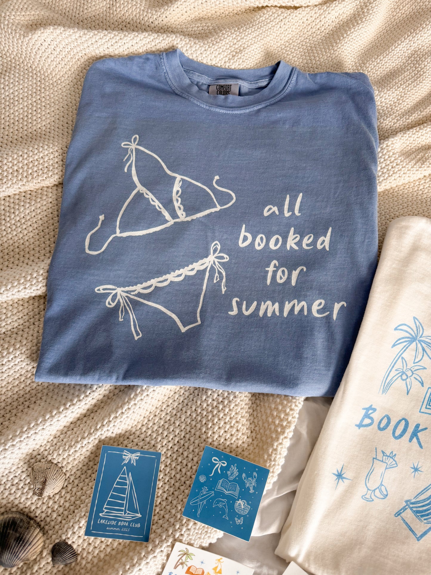 All Booked for Summer (blue) heavyweight t-shirt