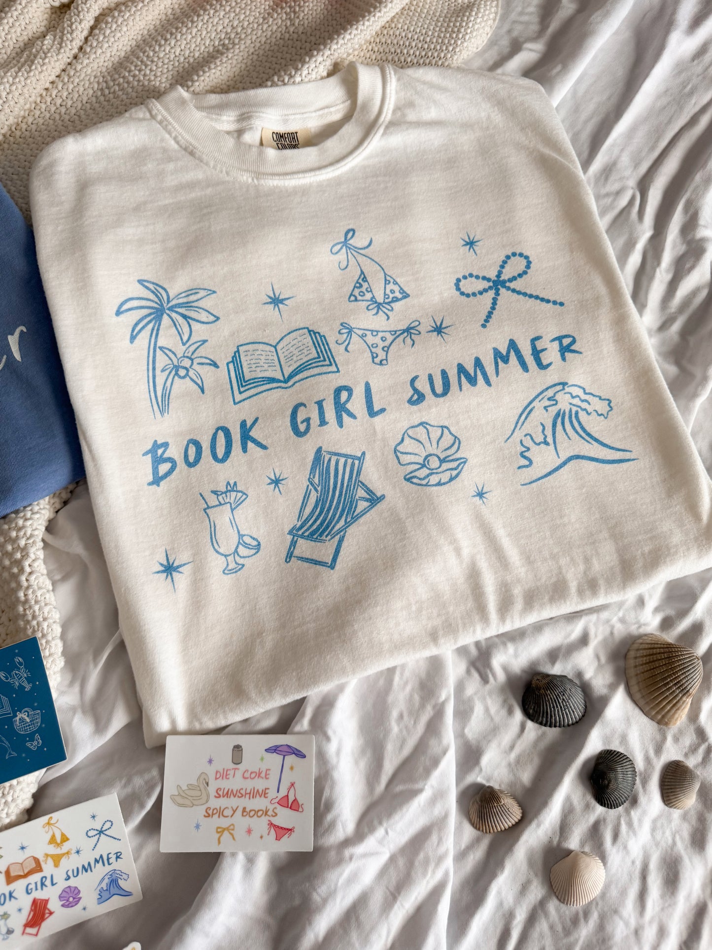 Book Girl Summer (white) heavyweight t-shirt