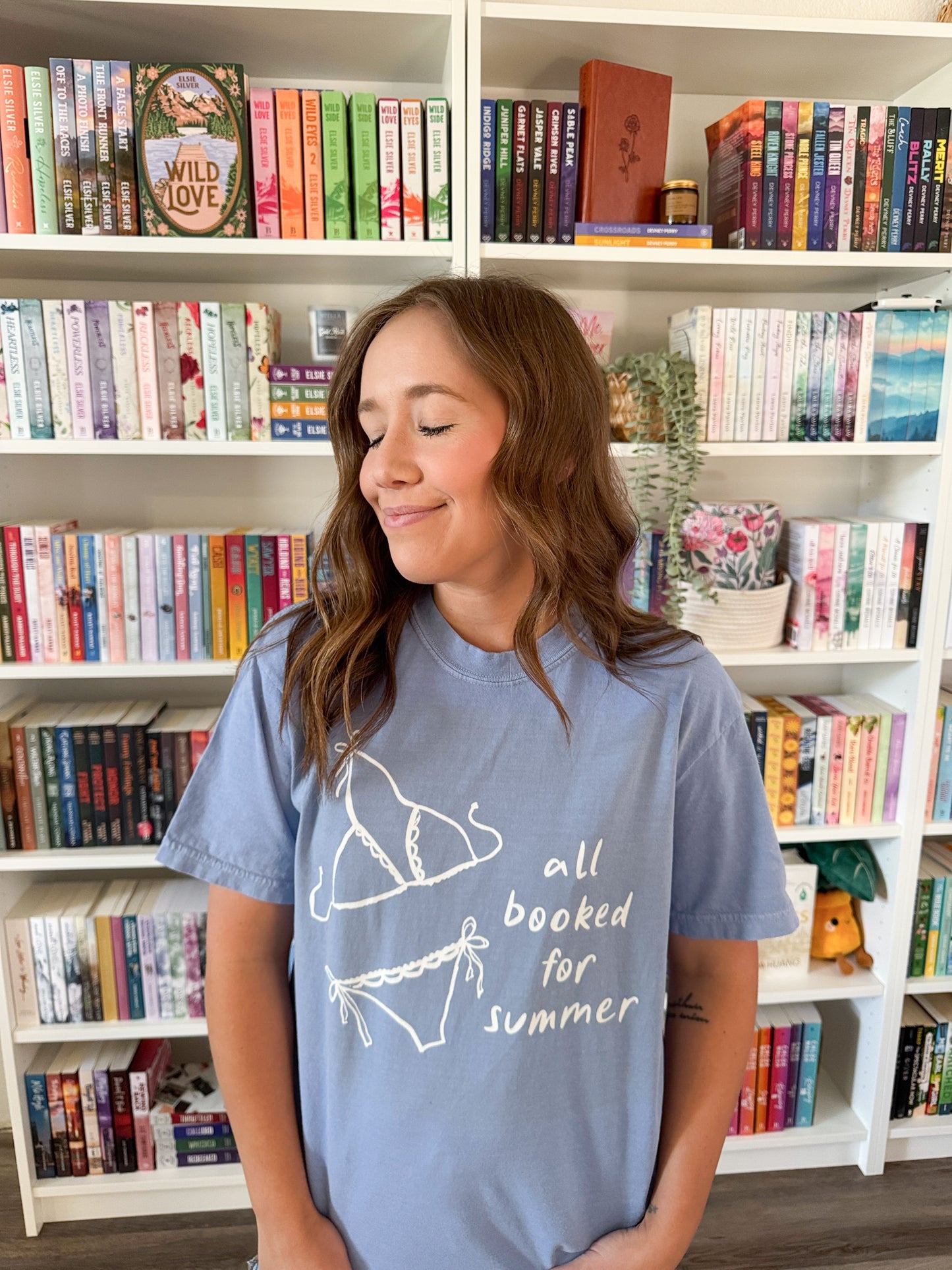 All Booked for Summer (blue) heavyweight t-shirt