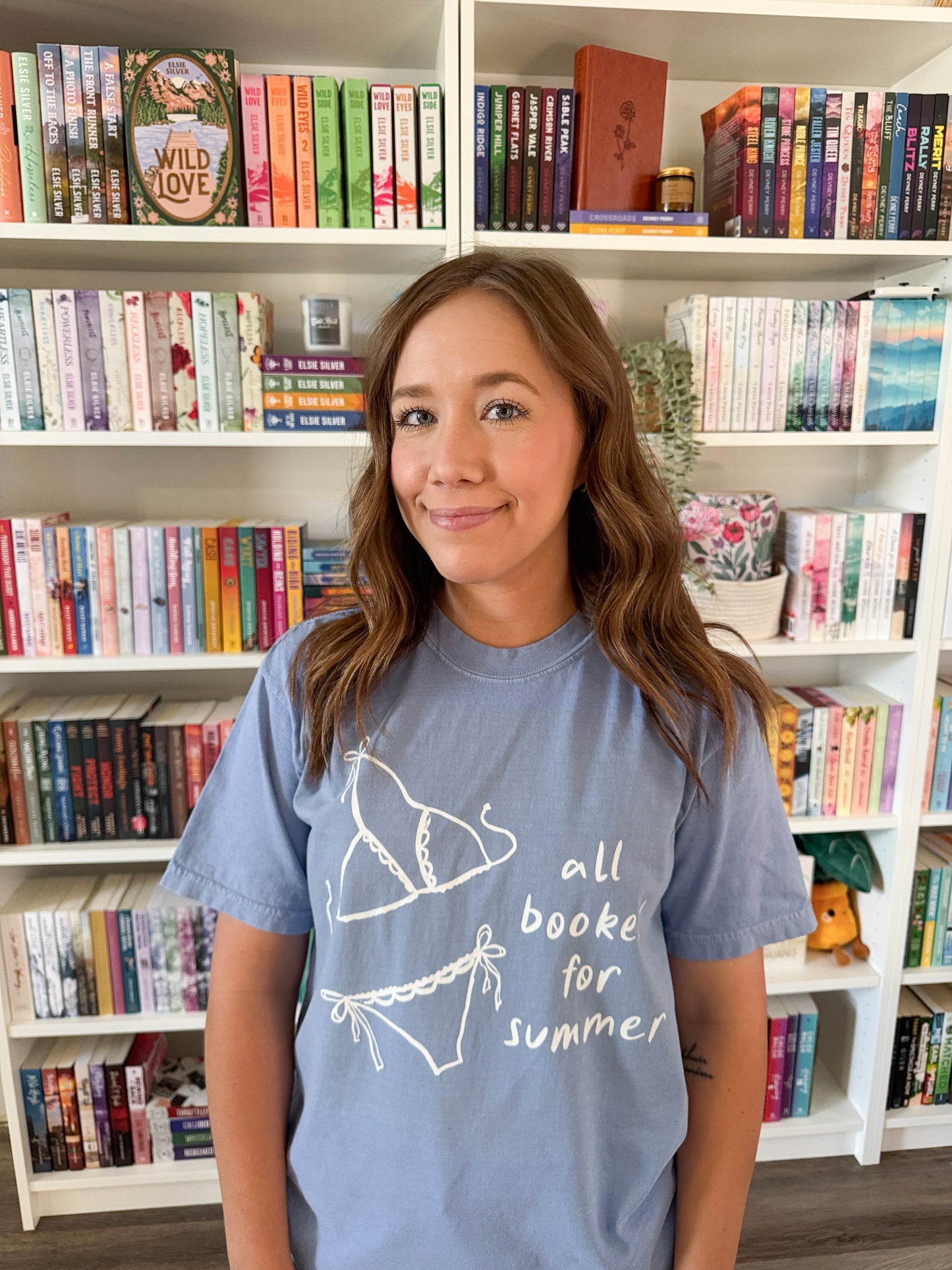 All Booked for Summer (blue) heavyweight t-shirt