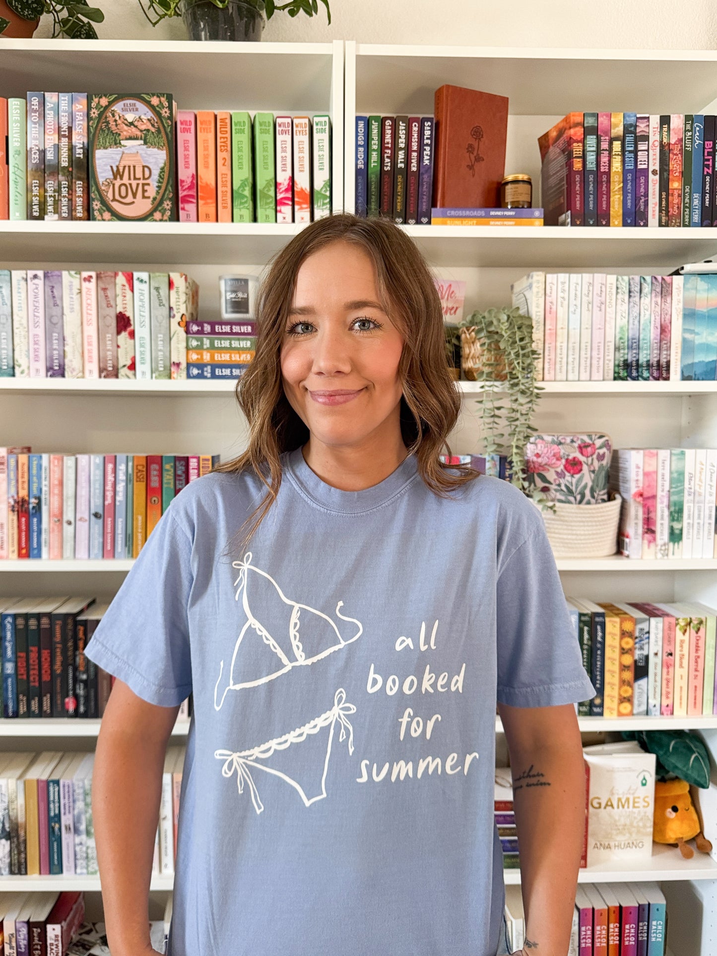 All Booked for Summer (blue) heavyweight t-shirt