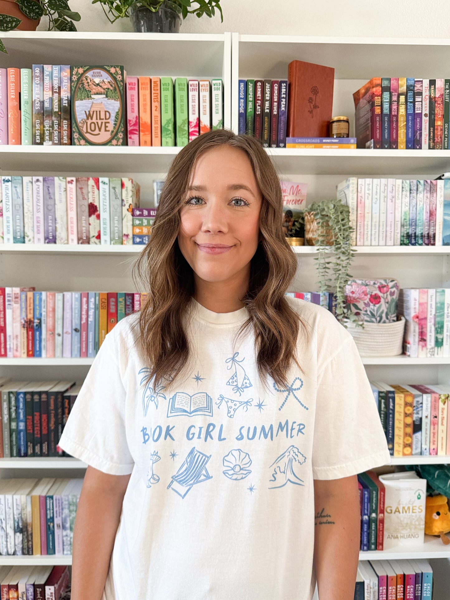 Book Girl Summer (white) heavyweight t-shirt