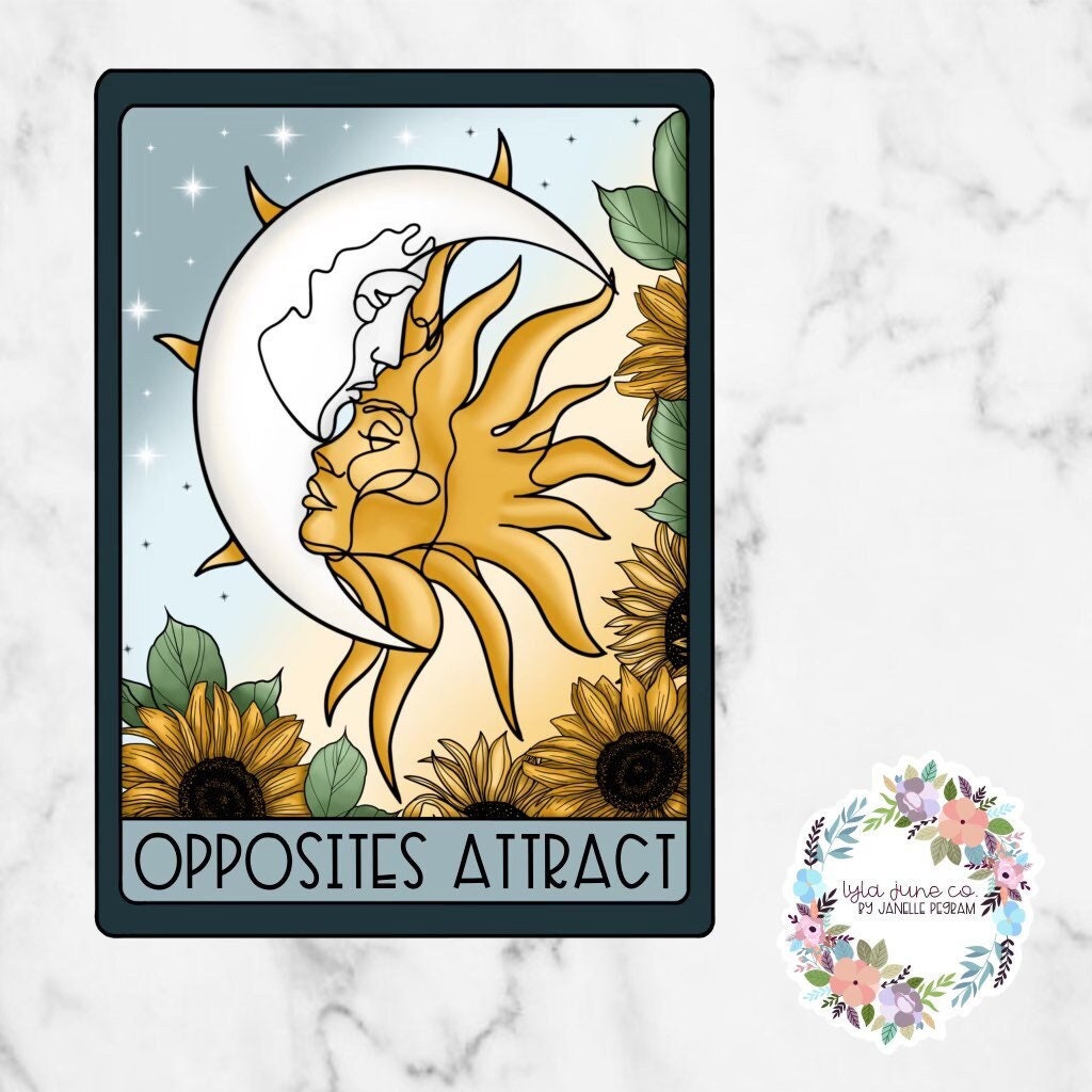 Opposites Attract Romance Tarot Card sticker