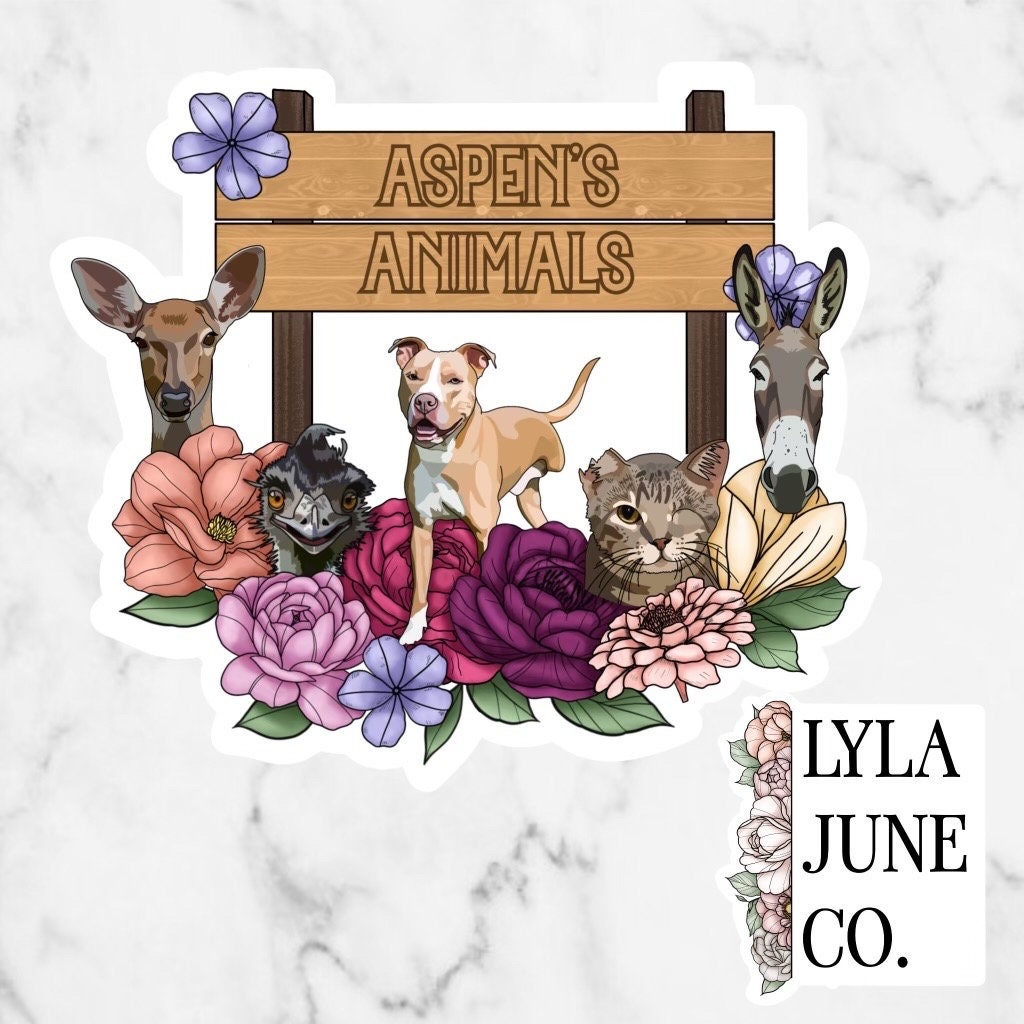 Aspen’s Animals sticker from Shadows of You by Catherine Cowles
