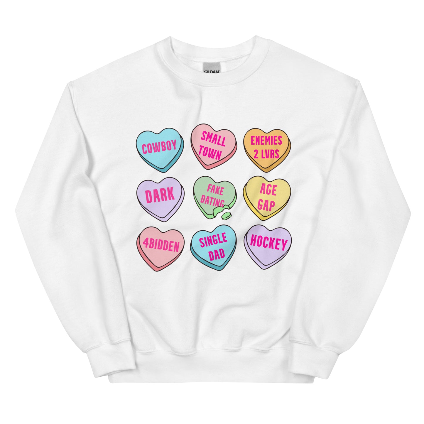 Romance Tropes Candy Hearts Valentines Unisex Sweatshirt