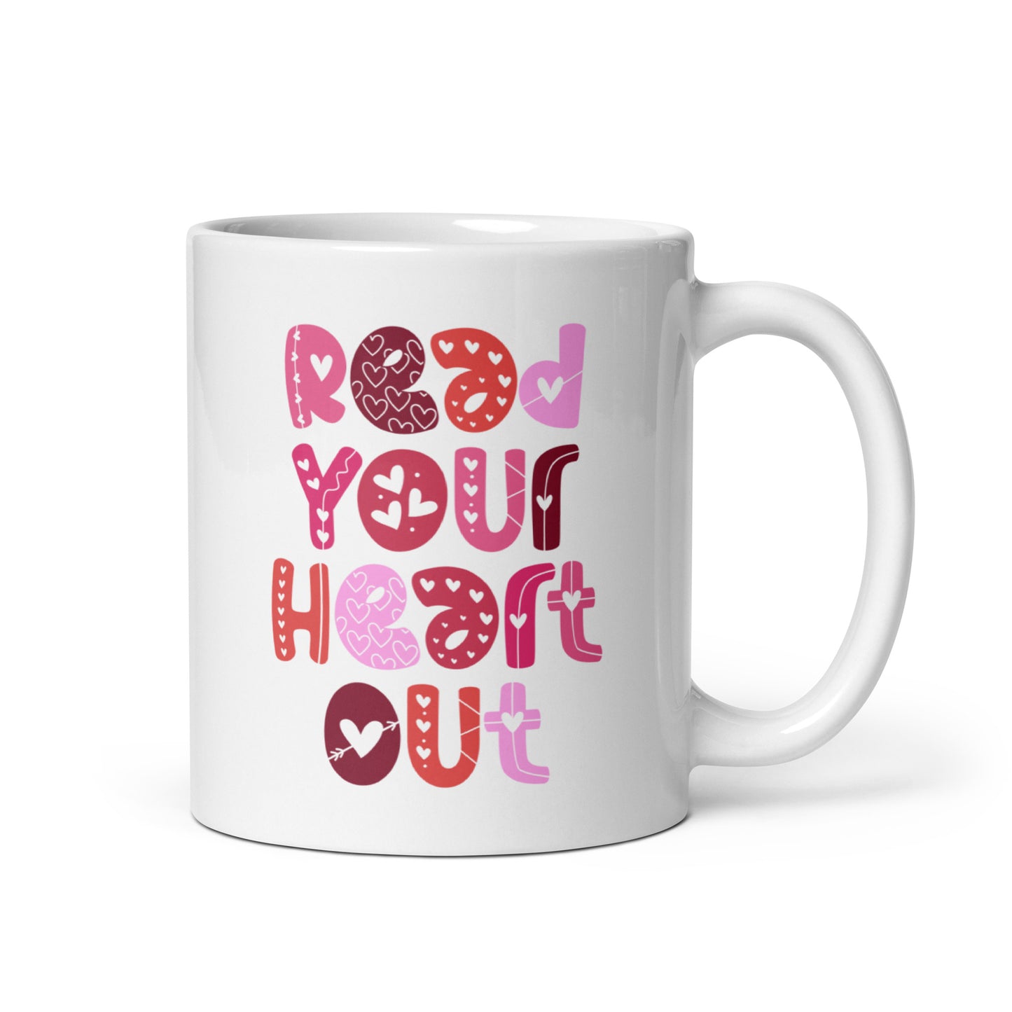 Read Your Heart Out White glossy mug
