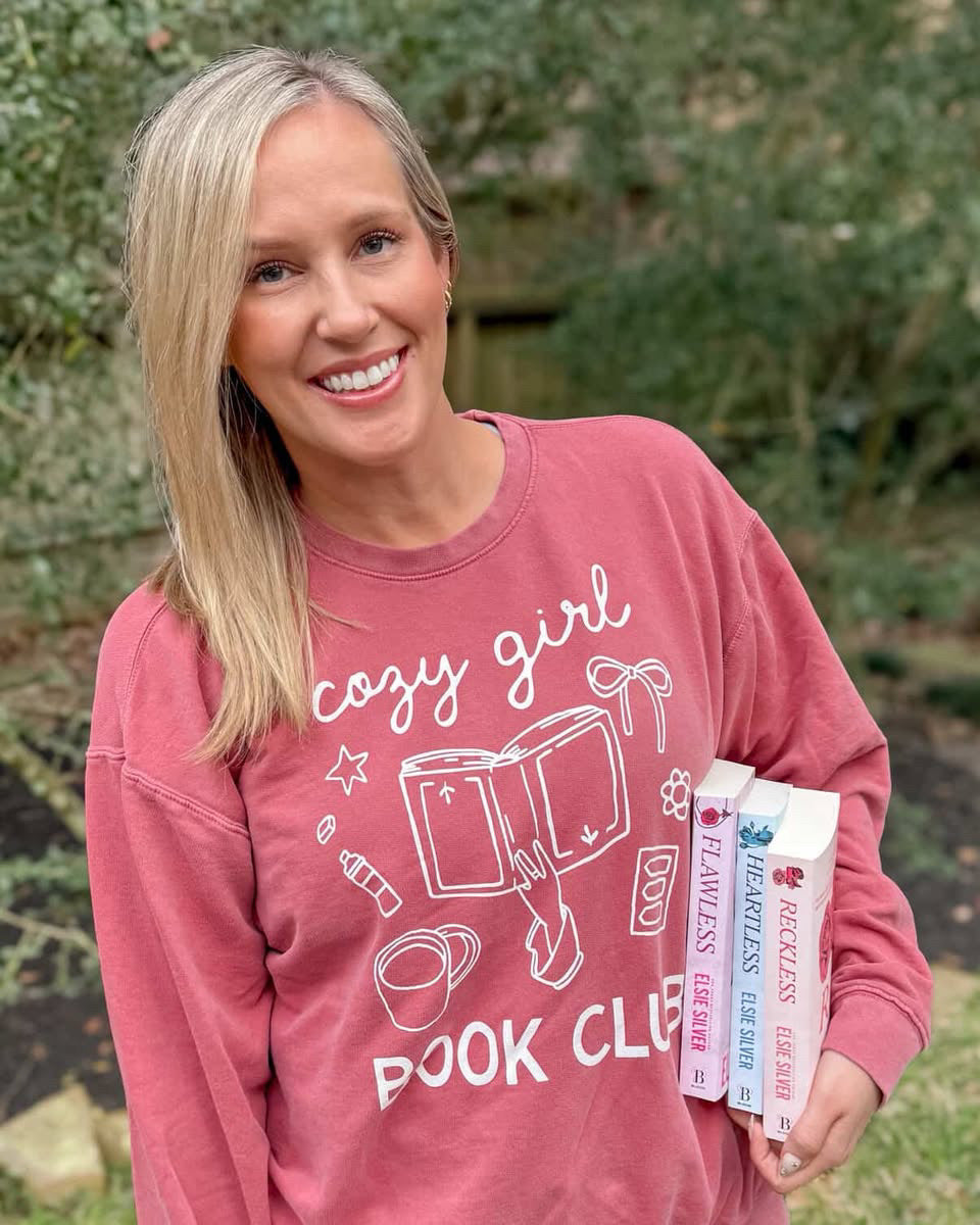 The Cozy Girl Book Club fleece crewneck sweatshirt