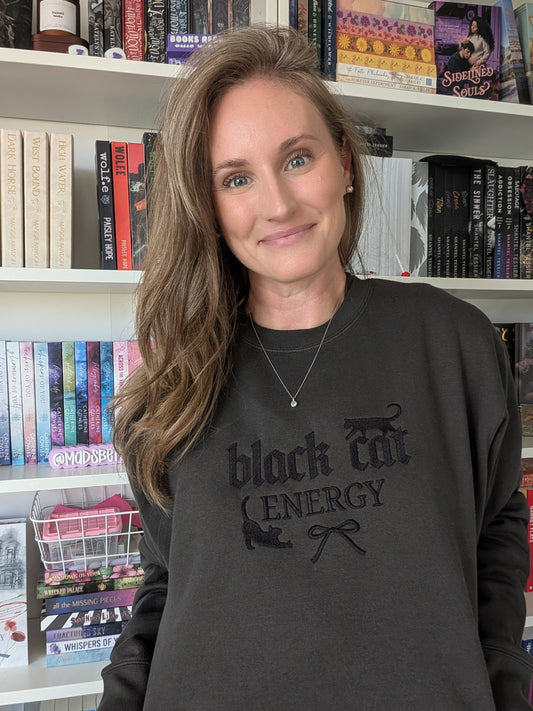 Black Cat Energy Embroidered Premium Sweatshirt
