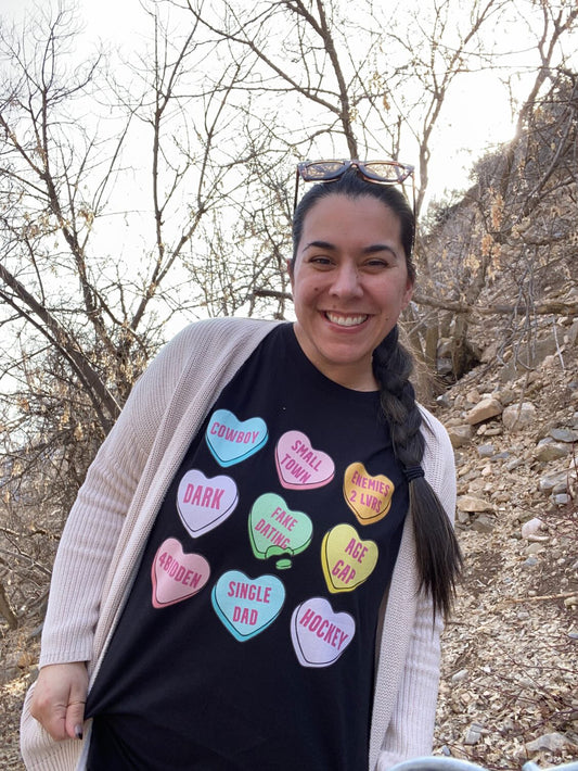 Romance Tropes Candy Hearts Valentines Unisex t-shirt