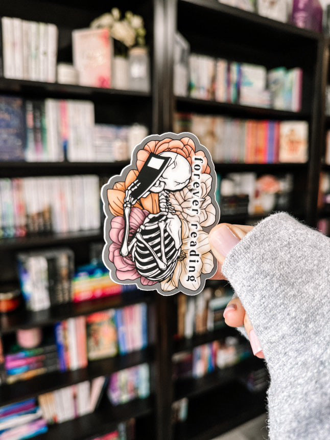Forever Reading Floral Skeleton sticker