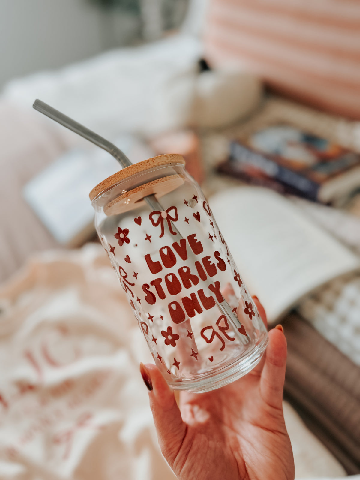 Love Stories Only LJC glass tumbler