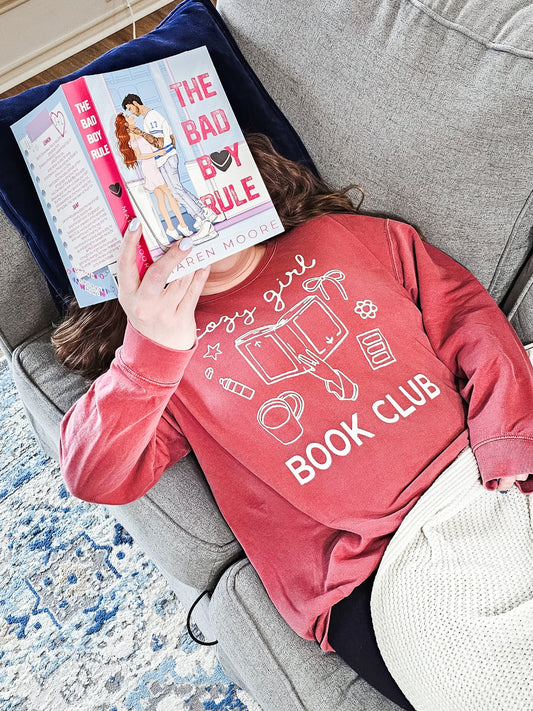 The Cozy Girl Book Club fleece crewneck sweatshirt