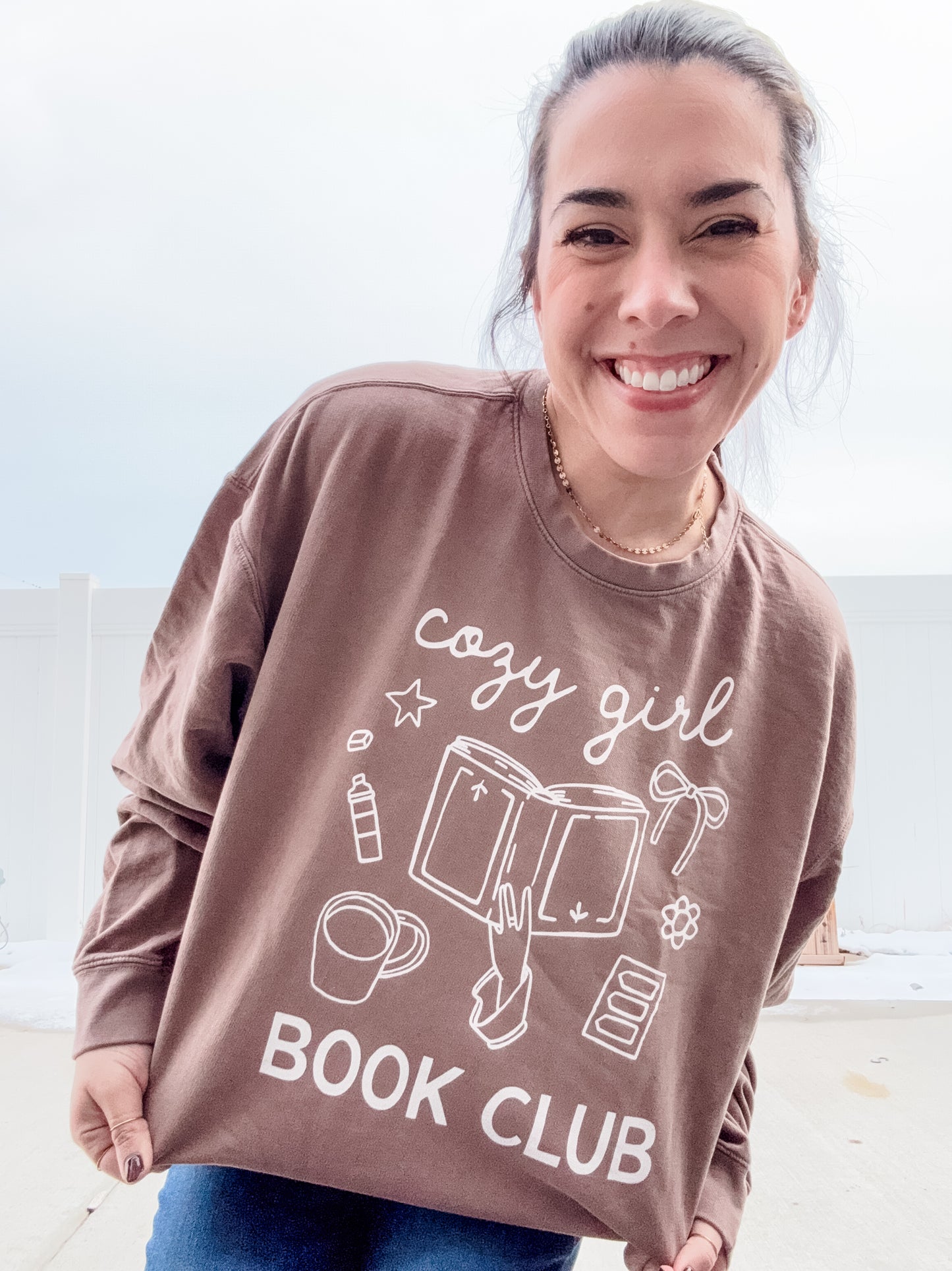 The Cozy Girl Book Club fleece crewneck sweatshirt