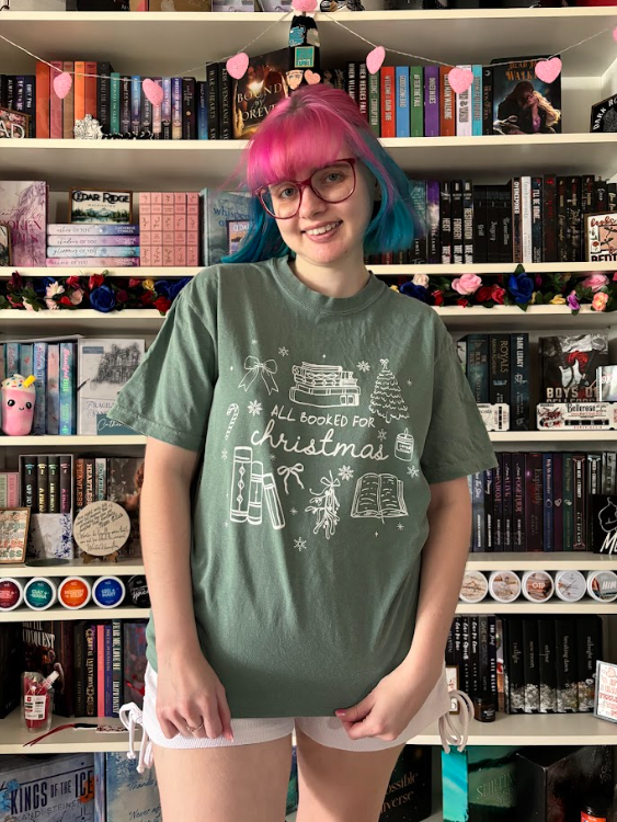 All Booked for Christmas heavyweight t-shirt