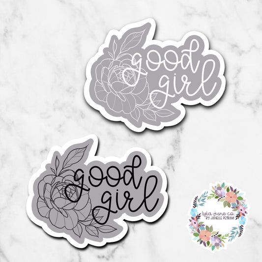 Good Girl floral sticker