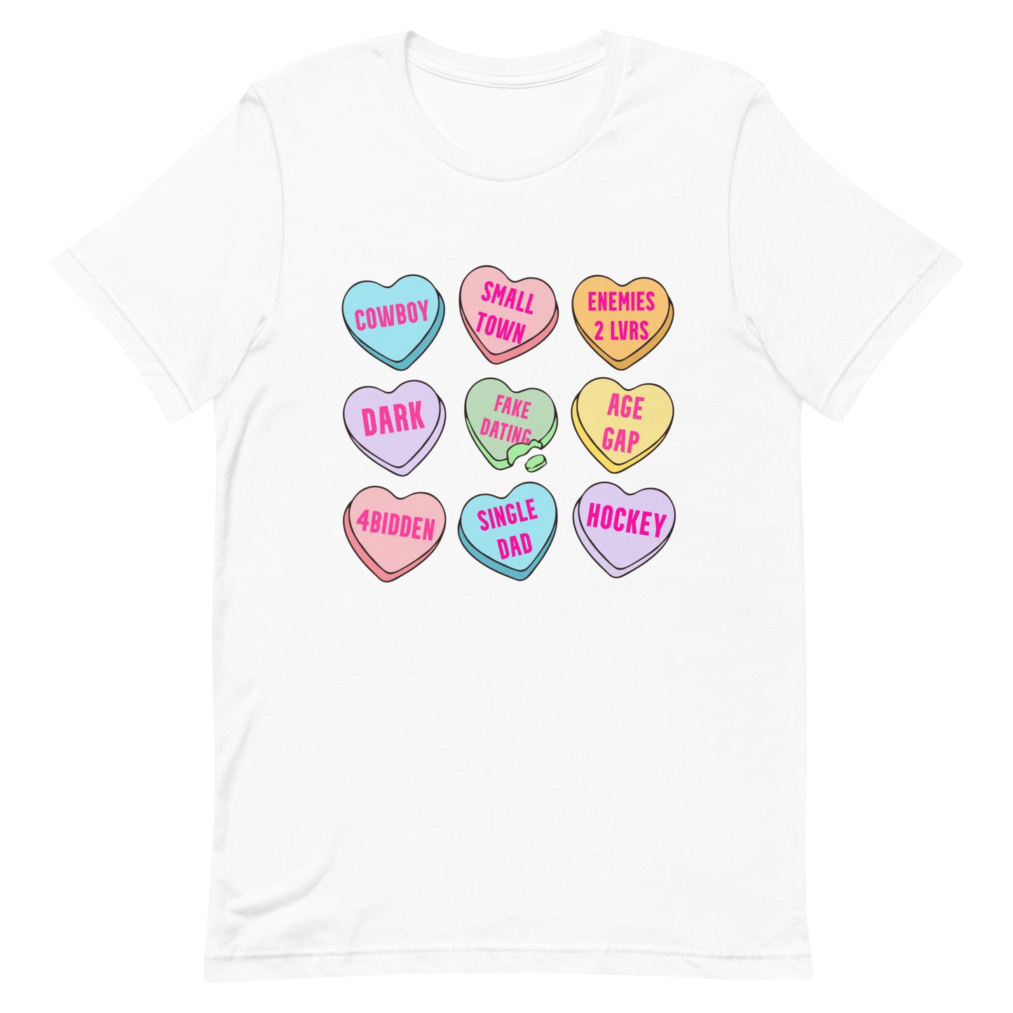Romance Tropes Candy Hearts Valentines Unisex t-shirt