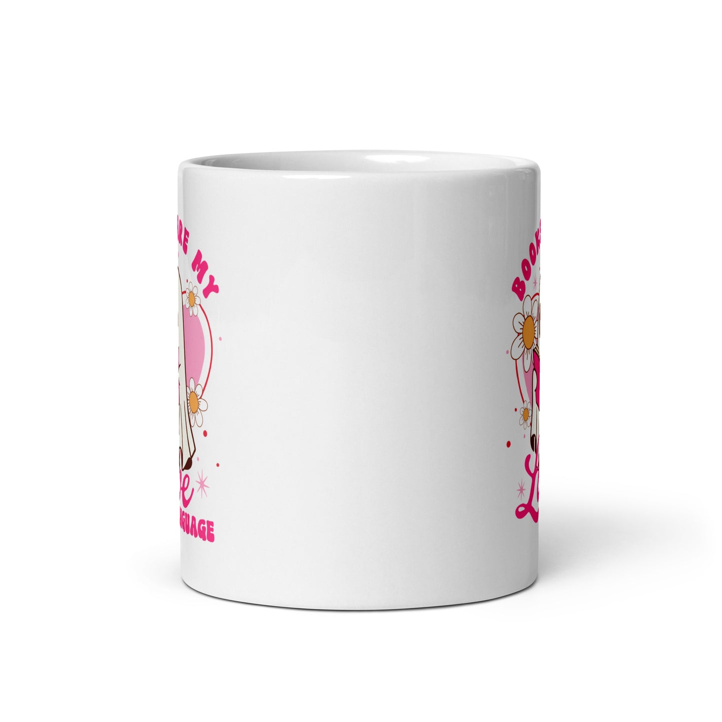 Books Are My Love Language White glossy mug