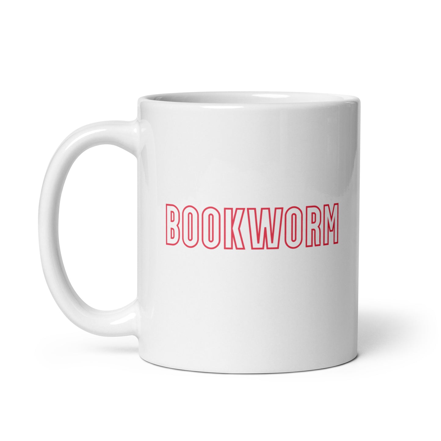 Bookworm White glossy mug
