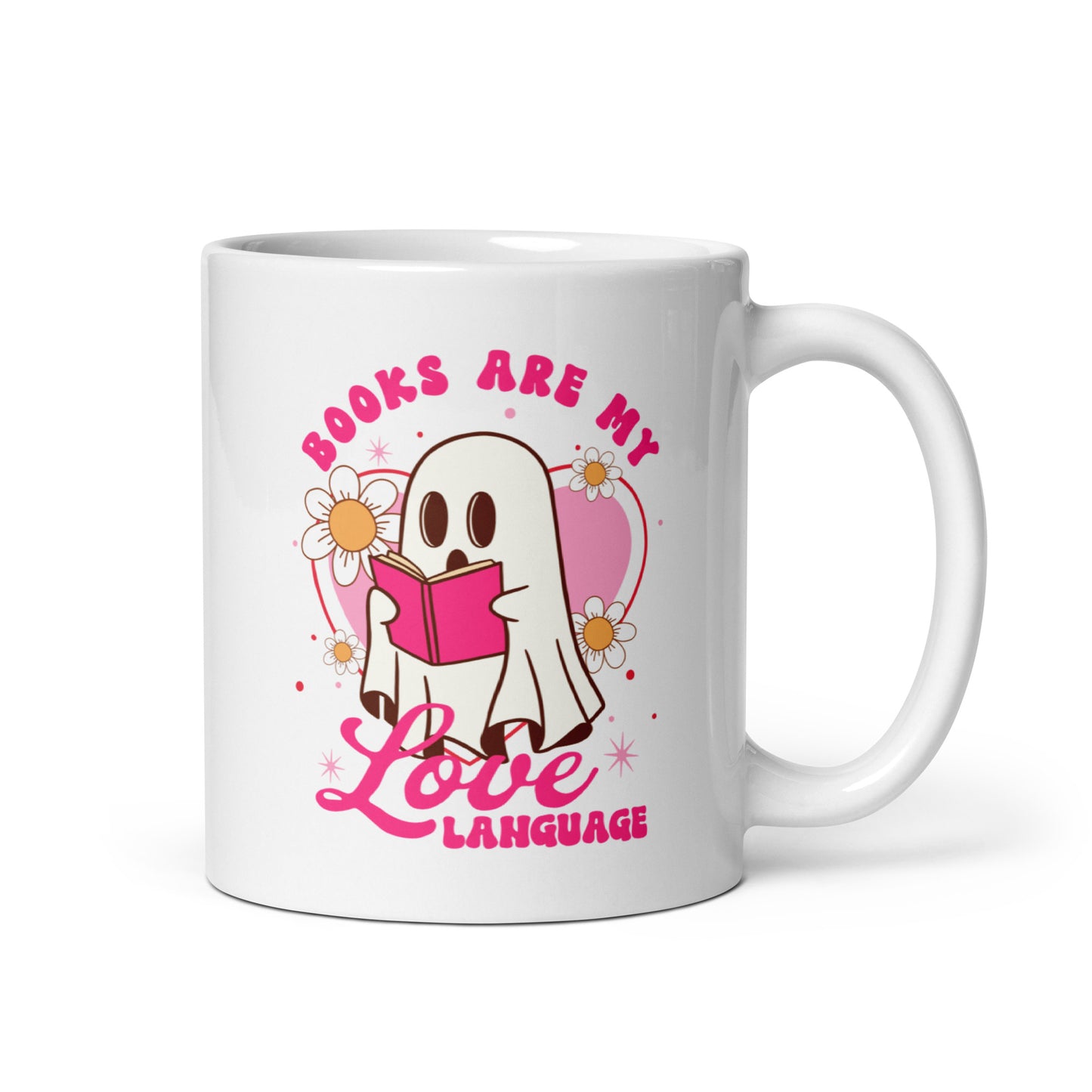 Books Are My Love Language White glossy mug