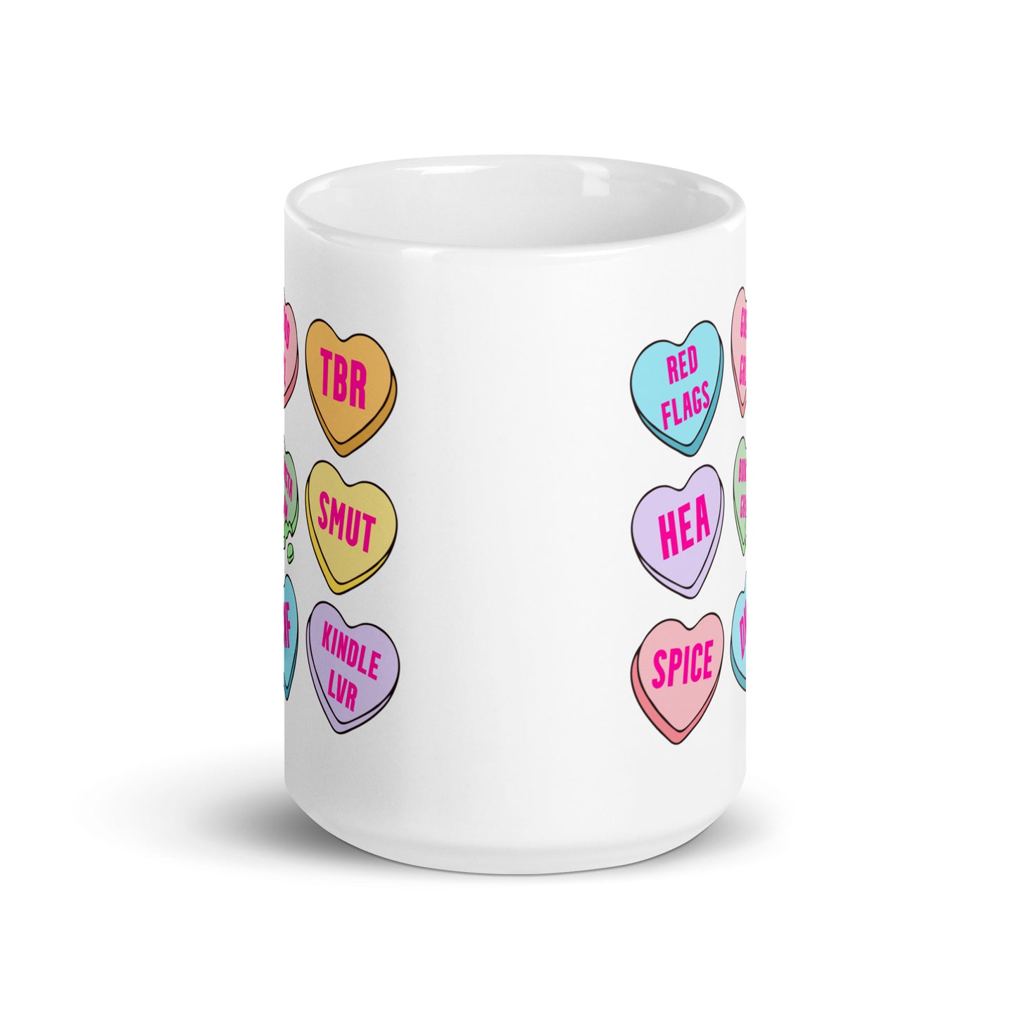 Bookstagram Candy Hearts Valentines White glossy mug