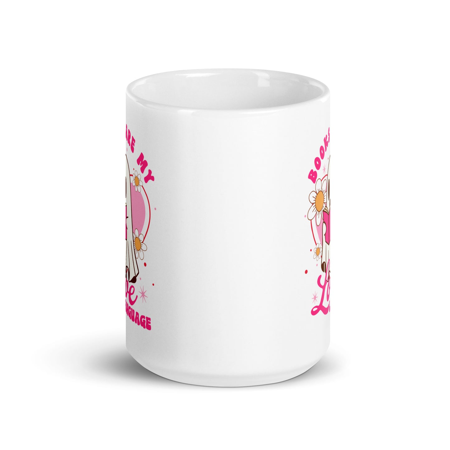 Books Are My Love Language White glossy mug