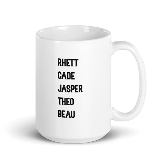 Elsie Silver Rhett Cade Jasper Theo Beau / Chesnut Springs Boys Names White glossy mug
