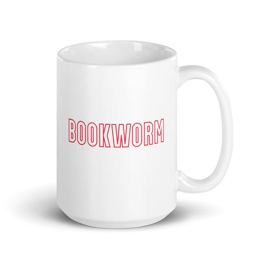 Bookworm White glossy mug