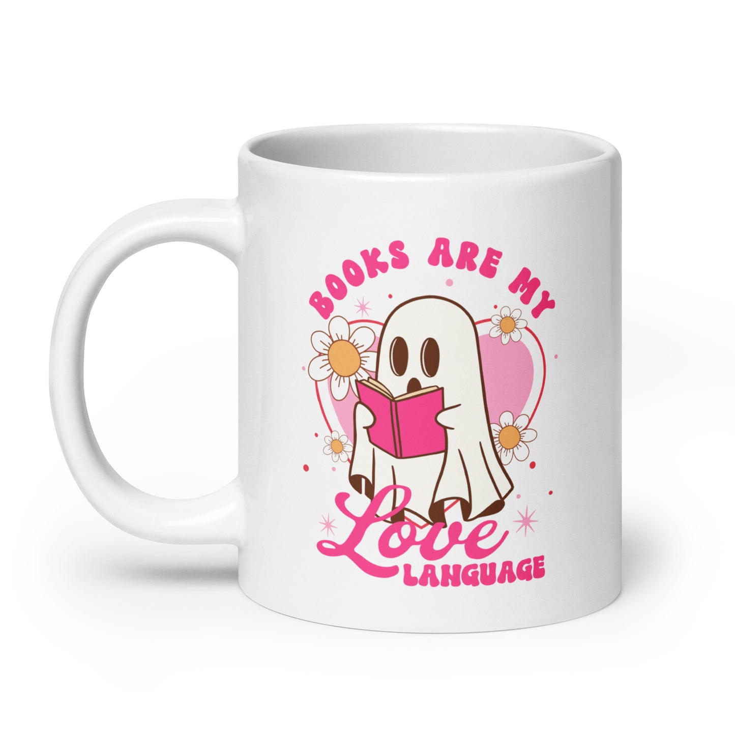 Books Are My Love Language White glossy mug
