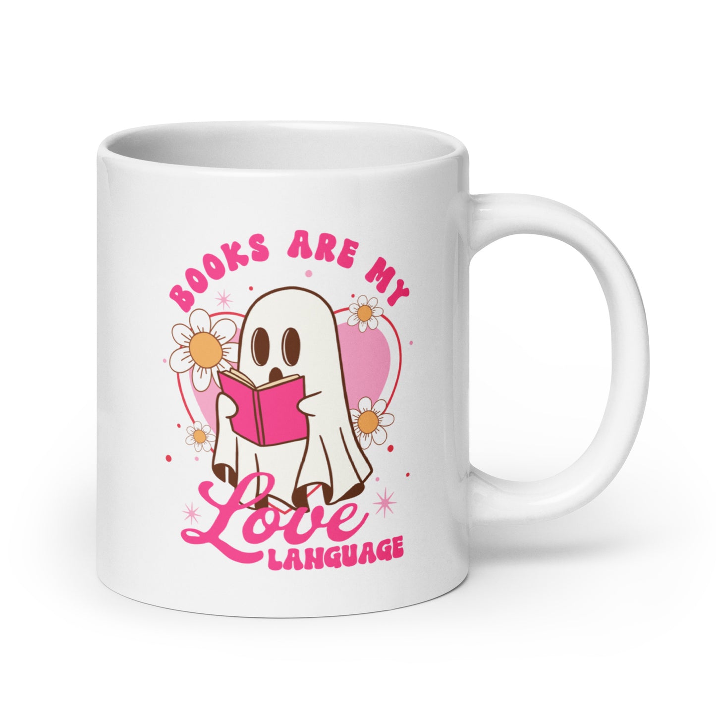 Books Are My Love Language White glossy mug